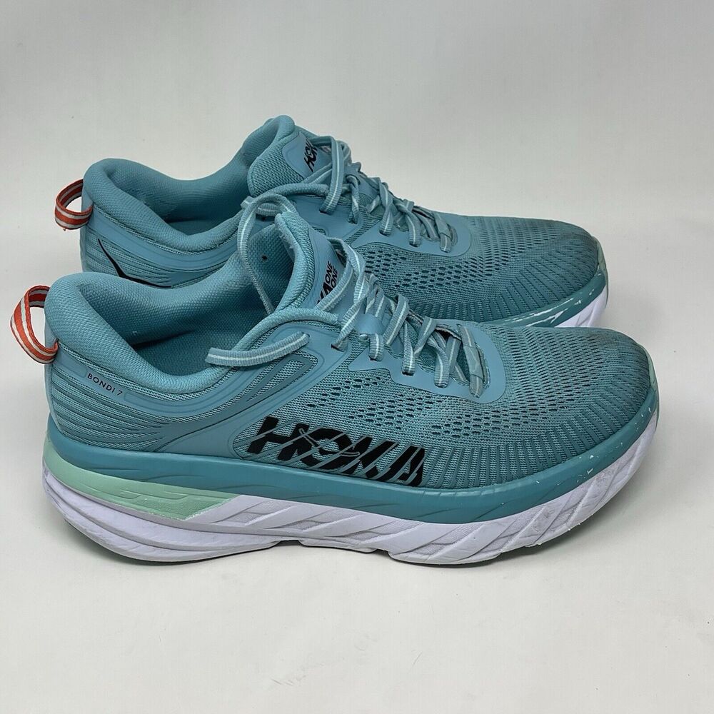 Hoka One One Bondi 8 Womens 8.5 Blue Mesh Lightweight Running Shoes NO INSOLES